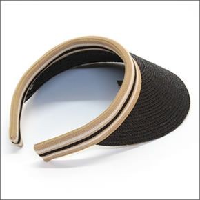 ヘレンカミンスキー Bianca/Charcoal/Black Stripe ビアンカ UPF50+ クリップ サンバイザー ラフィア製ハット レディス帽子