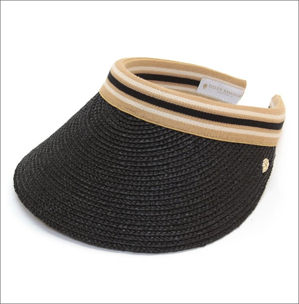 ヘレンカミンスキー Bianca/Charcoal/Black Stripe ビアンカ UPF50+ クリップ サンバイザー ラフィア製ハット レディス帽子