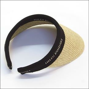ヘレンカミンスキー Bianca/Natural/Black Logo ビアンカ UPF50+ クリップ サンバイザー ラフィア製ハット レディス帽子