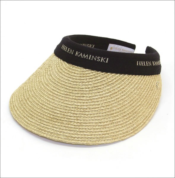 ヘレンカミンスキー Bianca/Natural/Black Logo ビアンカ UPF50+ クリップ サンバイザー ラフィア製ハット レディス帽子