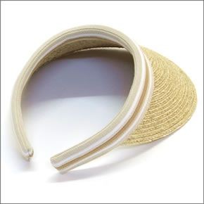 ヘレンカミンスキー Bianca/Natural/Nougat Stripe ビアンカ UPF50+ クリップ サンバイザー ラフィア製ハット レディス帽子