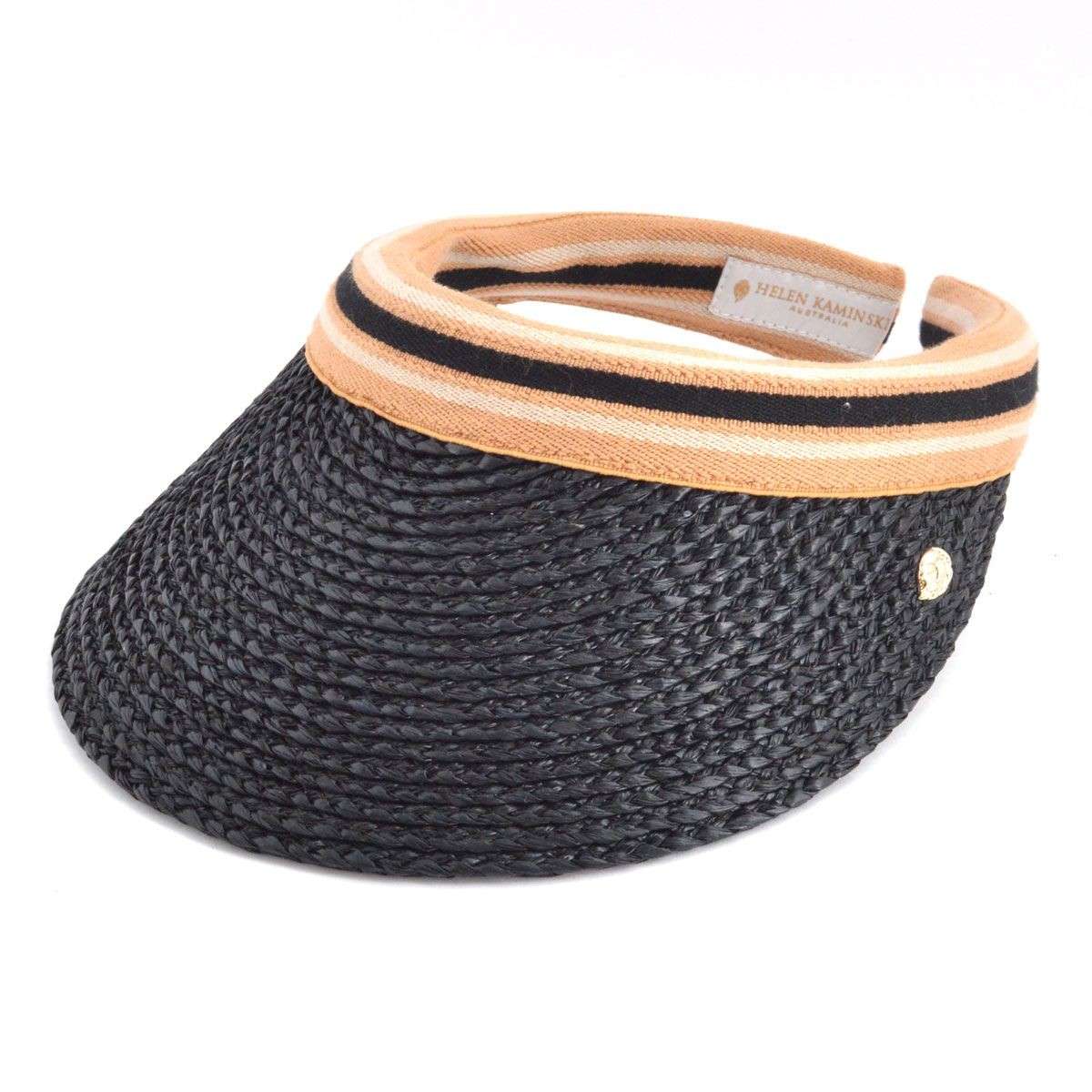 ヘレンカミンスキー HELEN KAMINSKI Marina Charcoal/Black Stripe ≪2016SS≫マリーナ UPF50+ サンバイザー  ラフィア製ハット レディス帽子