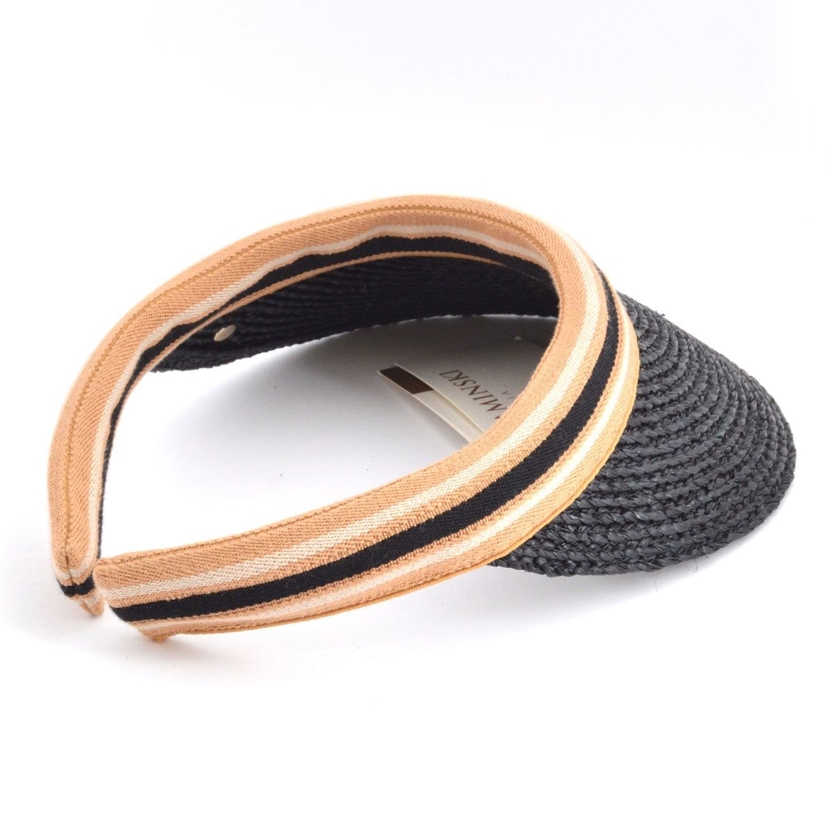 ヘレンカミンスキー HELEN KAMINSKI Marina Charcoal/Black Stripe ≪2016SS≫マリーナ UPF50+ サンバイザー  ラフィア製ハット レディス帽子