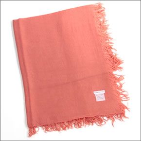 チャンルー  カシミア＆シルクスカーフ マフラー 大判ストール リビングコーラル　ピンク・オレンジ系 BRH-SC-140/Living Coral