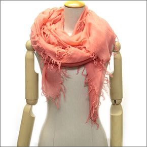 チャンルー  カシミア＆シルクスカーフ マフラー 大判ストール リビングコーラル　ピンク・オレンジ系 BRH-SC-140/Living Coral