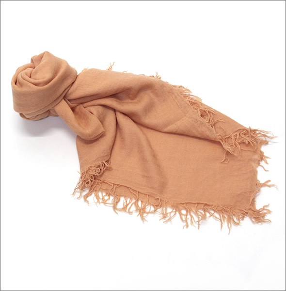 チャンルー  カシミア＆シルクスカーフ マフラー 大判ストール マフラー カンタループ オレンジ系 BRH-SC-140/Canteloupe