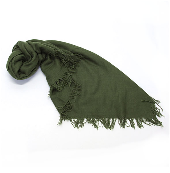 チャンルー  カシミア＆シルクスカーフ マフラー 大判ストール マフラー オリーブ BRH-SC-140/Olivine