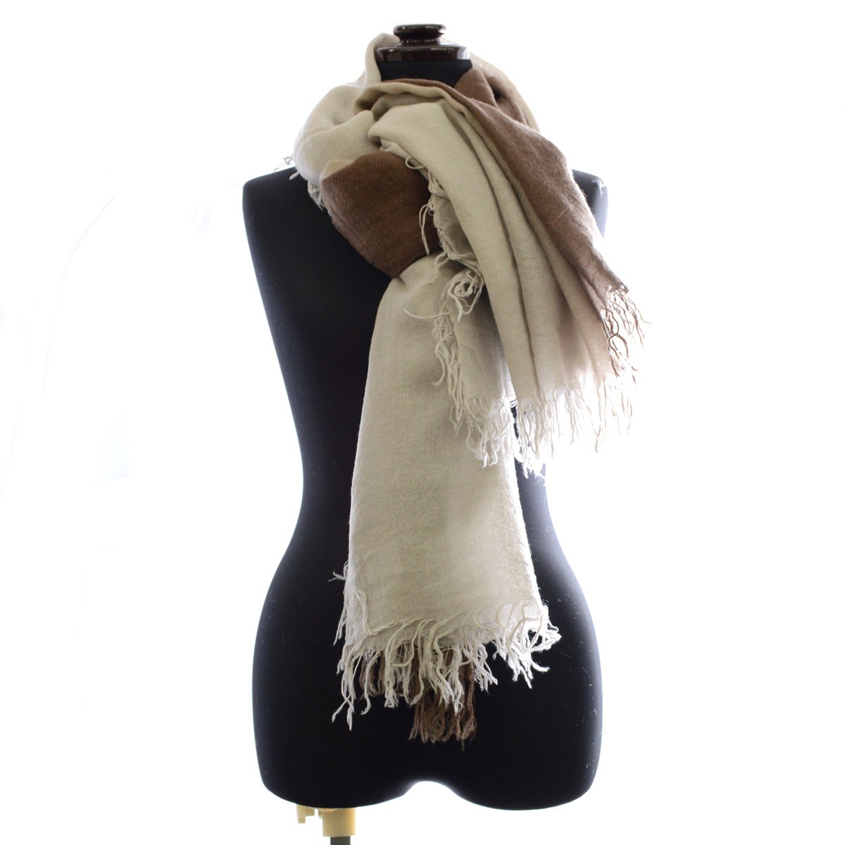 チャンルー CHAN LUU BRH-SC-254 Dove/Dark Earth カシミア＆シルクスカーフ マフラー 大判ストール グラデーションカラー