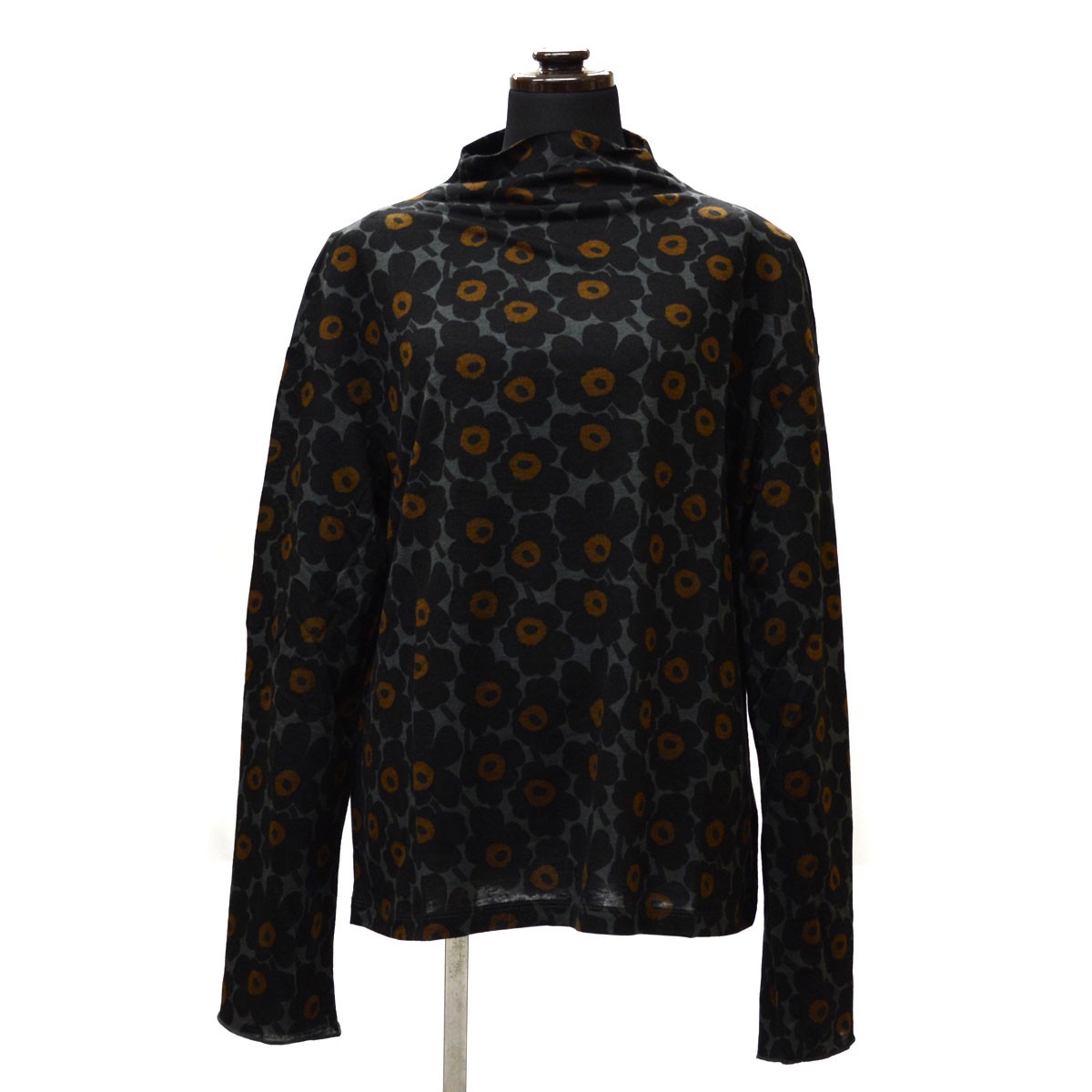 マリメッコ marimekko 042775 992 grey/black/orange NIU ボトルネック トップス カットソー レディス Mサイズ