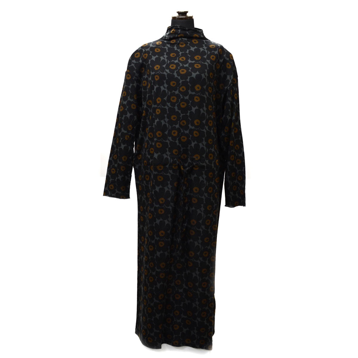 マリメッコ marimekko 042776 992 grey/black/orange NINA ボトルネック ワンピース レディス Mサイズ