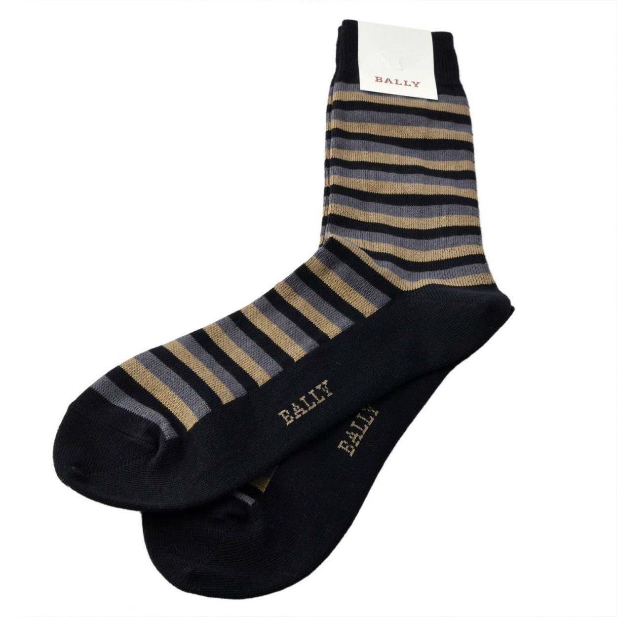 バリー BALLY M9SR919K-7S221/00 6220808 メンズ ストライプ ソックス 靴下 ブラックミックス