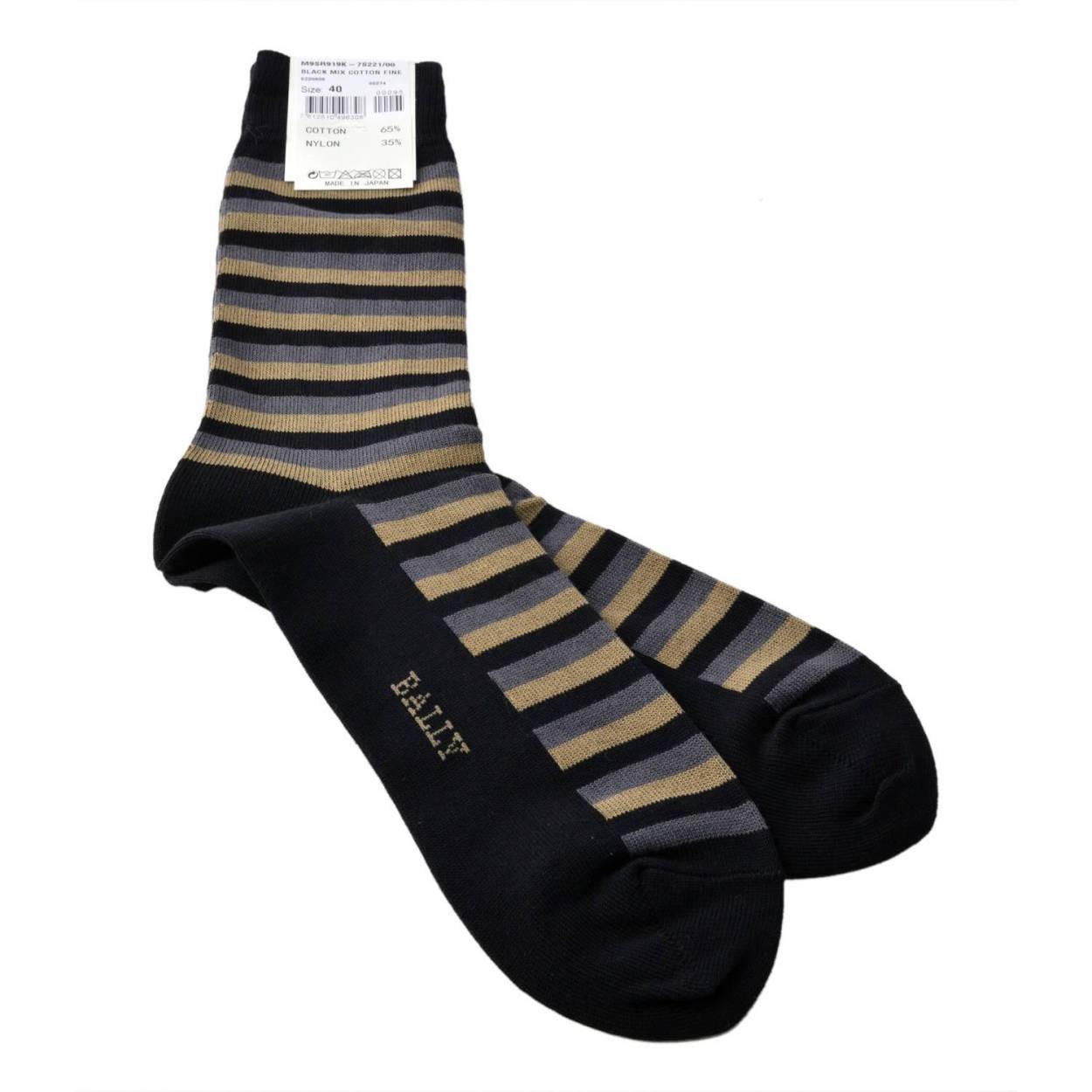 バリー BALLY M9SR919K-7S221/00 6220808 メンズ ストライプ ソックス 靴下 ブラックミックス