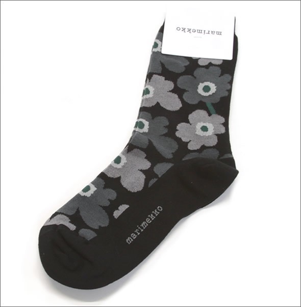 マリメッコ HIETA UNIKKO 039859 099 black/grey ウニッコ柄 ソックス 靴下