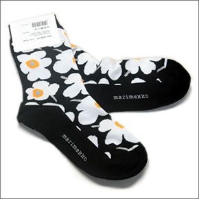 マリメッコ 042639 912 black/white/orange HIETA UNIKKO ウニッコ柄 ソックス 靴下