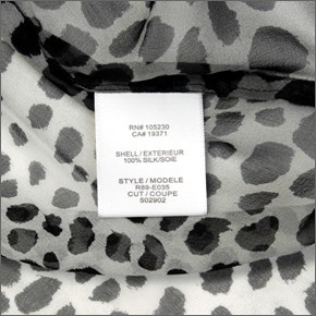 エキプモン グラデーションアニマルプリント×Wポケット 透け感のある、ふんわりシフォンシャツ シルクブラウス  R89-E035 grayscale