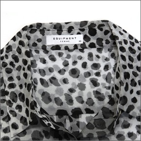 エキプモン グラデーションアニマルプリント×Wポケット 透け感のある、ふんわりシフォンシャツ シルクブラウス  R89-E035 grayscale