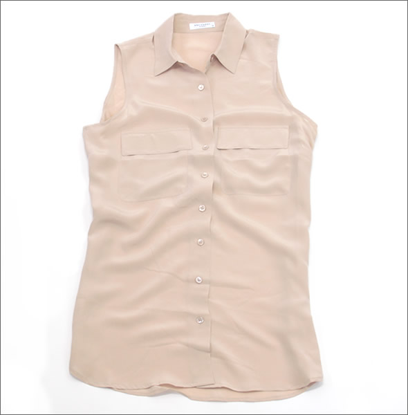 エキプモン 2013SS  sleeveles ssignature  Wポケット ノースリーブ シルクブラウス とろみシャツ ヌードピンク Q23-E036 nude