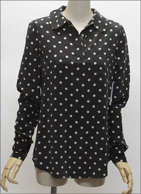 エキプモン 2013SS  Adele Cherie Dot Printed ラウンドカラー×ドットプリント シルクブラウス とろみシャツ ブラック/ヌードピンク  Q332-E320 black/nude