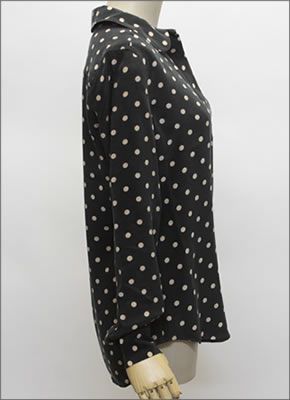 エキプモン 2013SS  Adele Cherie Dot Printed ラウンドカラー×ドットプリント シルクブラウス とろみシャツ ブラック/ヌードピンク  Q332-E320 black/nude