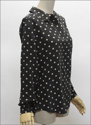 エキプモン 2013SS  Adele Cherie Dot Printed ラウンドカラー×ドットプリント シルクブラウス とろみシャツ ブラック/ヌードピンク  Q332-E320 black/nude