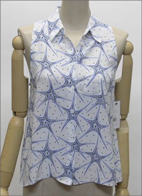 エキプモン 2013SS  Mina Galactic Star Confetti Printed スタープリント ノースリーブ シルクブラウス とろみシャツ ブライトホワイト/ブルー Q490-E220 bright white