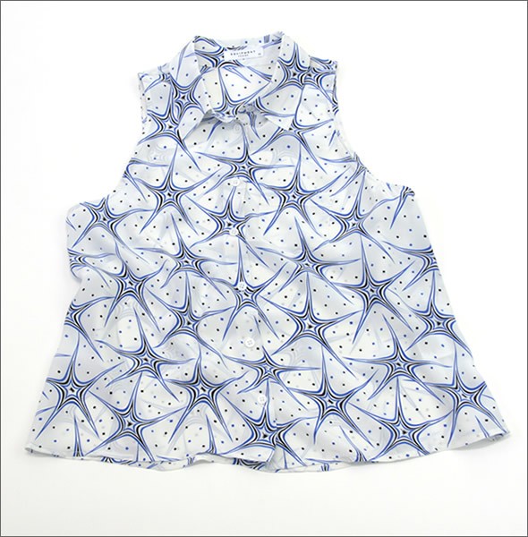 エキプモン 2013SS  Mina Galactic Star Confetti Printed スタープリント ノースリーブ シルクブラウス とろみシャツ ブライトホワイト/ブルー Q490-E220 bright white