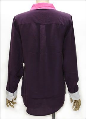 エキプモン ≪2013AW≫Slim Signature Colorblock Wポケット シルクブラウス とろみシャツ カラーブロック ボルドー/フーシャピンク/ブライトホワイト Q23-E231E Cabe-Fus-Bri Wht