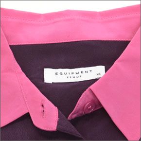 エキプモン ≪2013AW≫Slim Signature Colorblock Wポケット シルクブラウス とろみシャツ カラーブロック ボルドー/フーシャピンク/ブライトホワイト Q23-E231E Cabe-Fus-Bri Wht