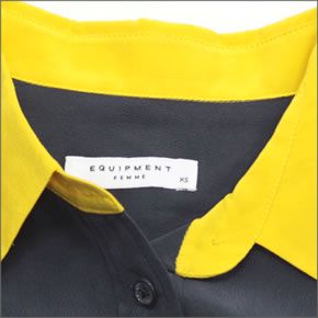 エキプモン ≪2013AW≫Slim Signature Colorblock Wポケット シルクブラウス とろみシャツ カラーブロック ネイビー/イエロー/ブライトホワイト Q23-E231E Peac-Dadel-Bri Wht