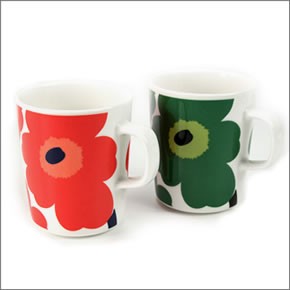 マリメッコ  UNIKKO MUG ウニッコ柄 マグカップ 250ml ホワイト×レッド 63431-001 WH/RD