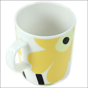 マリメッコ  UNIKKO MUG ウニッコ柄 マグカップ 250ml ホワイト×ライム（イエロー） 63431-020 WH/LIME