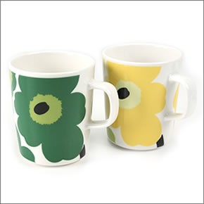 マリメッコ  UNIKKO MUG ウニッコ柄 マグカップ 250ml ホワイト×ライム（イエロー） 63431-020 WH/LIME