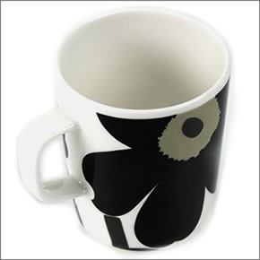 マリメッコ  UNIKKO MUG ウニッコ柄 マグカップ 250ml ホワイト×ブラック 63431-030 WH/BK