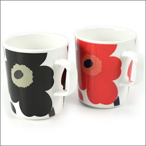マリメッコ  UNIKKO MUG ウニッコ柄 マグカップ 250ml ホワイト×ブラック 63431-030 WH/BK