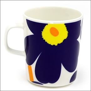 マリメッコ  UNIKKO MUG ウニッコ柄 マグカップ 250ml ホワイト×ダークブルー 63431-002 HW/D.BL
