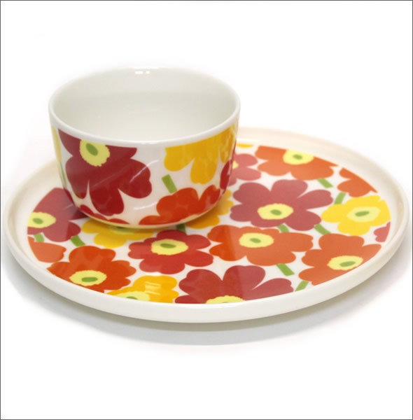 マリメッコ  MINI-UNIKKO KIDS SET ウニッコ柄 キッズ用食器３点セット ホワイト/マルチカラー 043446 201 white/multi
