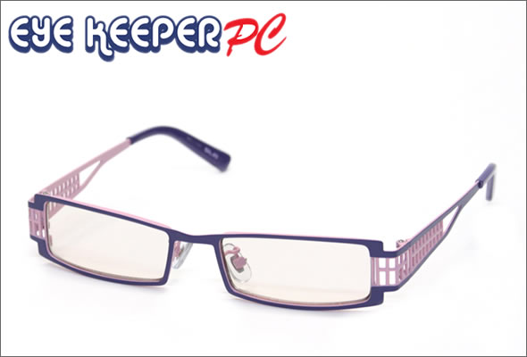 ブルーライトをカットして貴方の目を守る　軽量素材のPCメガネ　アイキーパーPC (メタルフレーム) EK-003 C-83 パープル/ピンク
