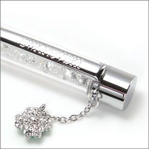 スワロフスキー ☆160粒のクリスタルの輝き☆Crystalline Ballpoint Pen クロ-バーチャーム付 クリスタル・ボールペン White Pearl Green Clover 1097052