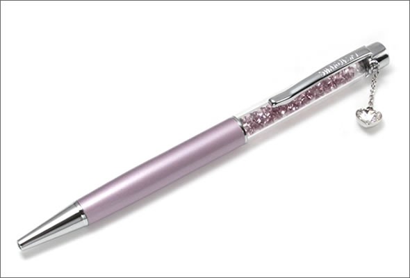 スワロフスキー ☆160粒のクリスタルの輝き☆Crystalline Ballpoint Pen ハートチャーム付 クリスタル・ボールペン Love Light Lilac 5064389