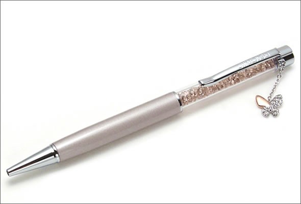 スワロフスキー ☆160粒のクリスタルの輝き☆Crystalline Ballpoint Pen バタフライチャーム付 クリスタル・ボールペン Butterfly Rose Pearl  5064430
