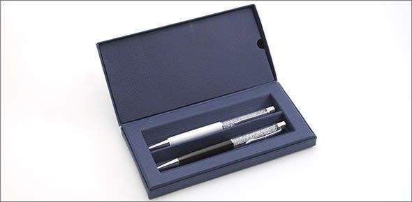 スワロフスキー 1145451 ☆160粒のクリスタルの輝き☆Crystalline Lady White/Black ボールペンセット  2本セット