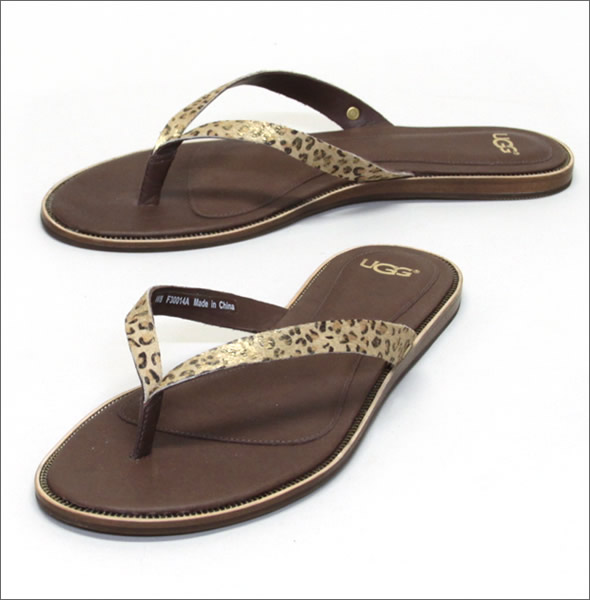 アグ オーストラリア Allaria Metallic Leopard Calf Hair アラリア メタリック・レオパード カーフヘア レディス レザーサンダル ビーチサンダル ≪2014SS≫ 1004431-LMTL