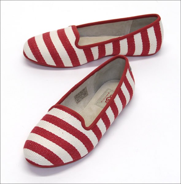 アグ オーストラリア Alloway Stripe アロウェイ ストライプ レディース コットン/スエード　スリッポン　シューズ トマトスープ ≪2014SS≫ 1004364-TMS