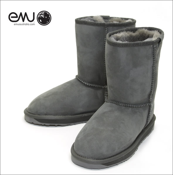 エミュー オーストラリア ≪2013AWモデル≫ Stinger Lo スティンガー ロー レディス ムートンブーツ ミドル丈 シープスキン チャコール W10002-CHAR