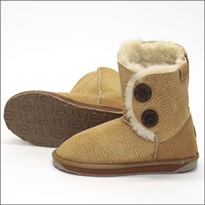 エミュー オーストラリア ≪2013AWモデル≫ Valery Texture ヴァレリー・テクスチャー レディス サイドボタン ムートンブーツ シープスキン チェスナッツ W10775-CHES