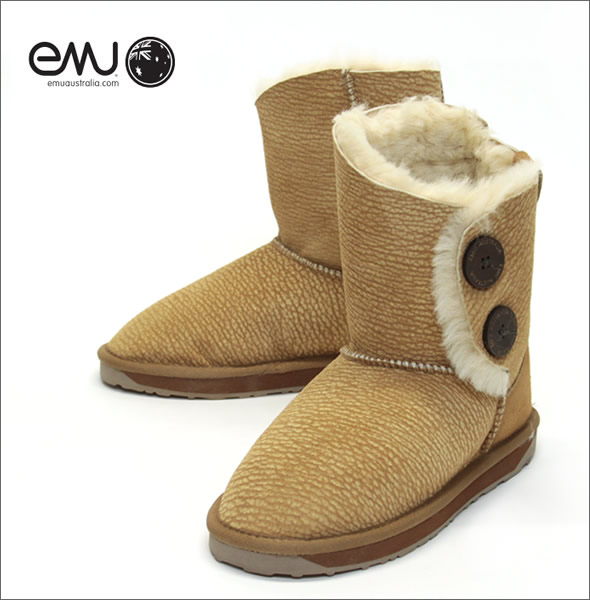 エミュー オーストラリア ≪2013AWモデル≫ Valery Texture ヴァレリー・テクスチャー レディス サイドボタン ムートンブーツ シープスキン チェスナッツ W10775-CHES
