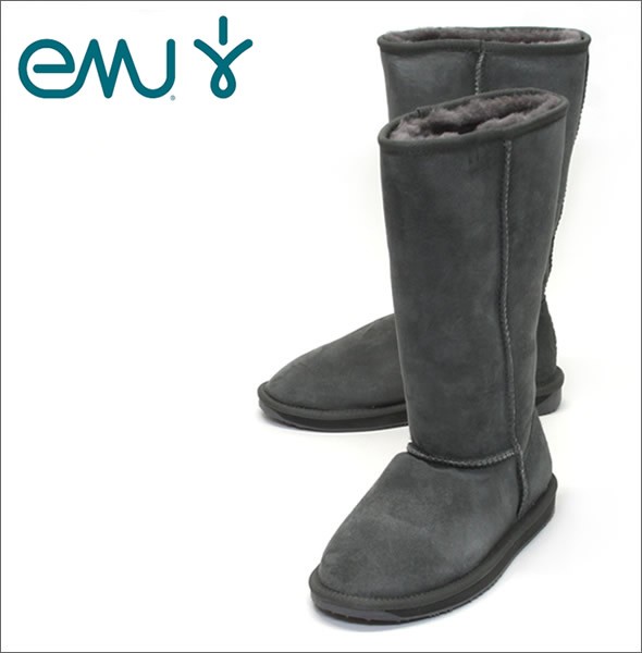 エミュー オーストラリア ≪2014AWモデル≫ Stinger Hi スティンガー ハイ レディス ムートンブーツ ロング丈 シープスキン チャコール W10001-CHAR