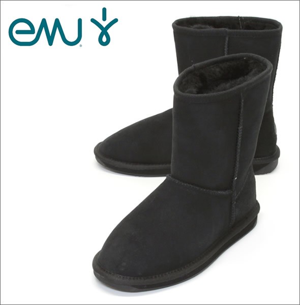 エミュー オーストラリア ≪2014AWモデル≫ Stinger Lo スティンガー ロー レディス ムートンブーツ ミドル丈 シープスキン ブラック W10002-BLAK