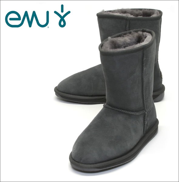 エミュー オーストラリア ≪2014AWモデル≫ Stinger Lo スティンガー ロー レディス ムートンブーツ ミドル丈 シープスキン チャコール W10002-CHAR