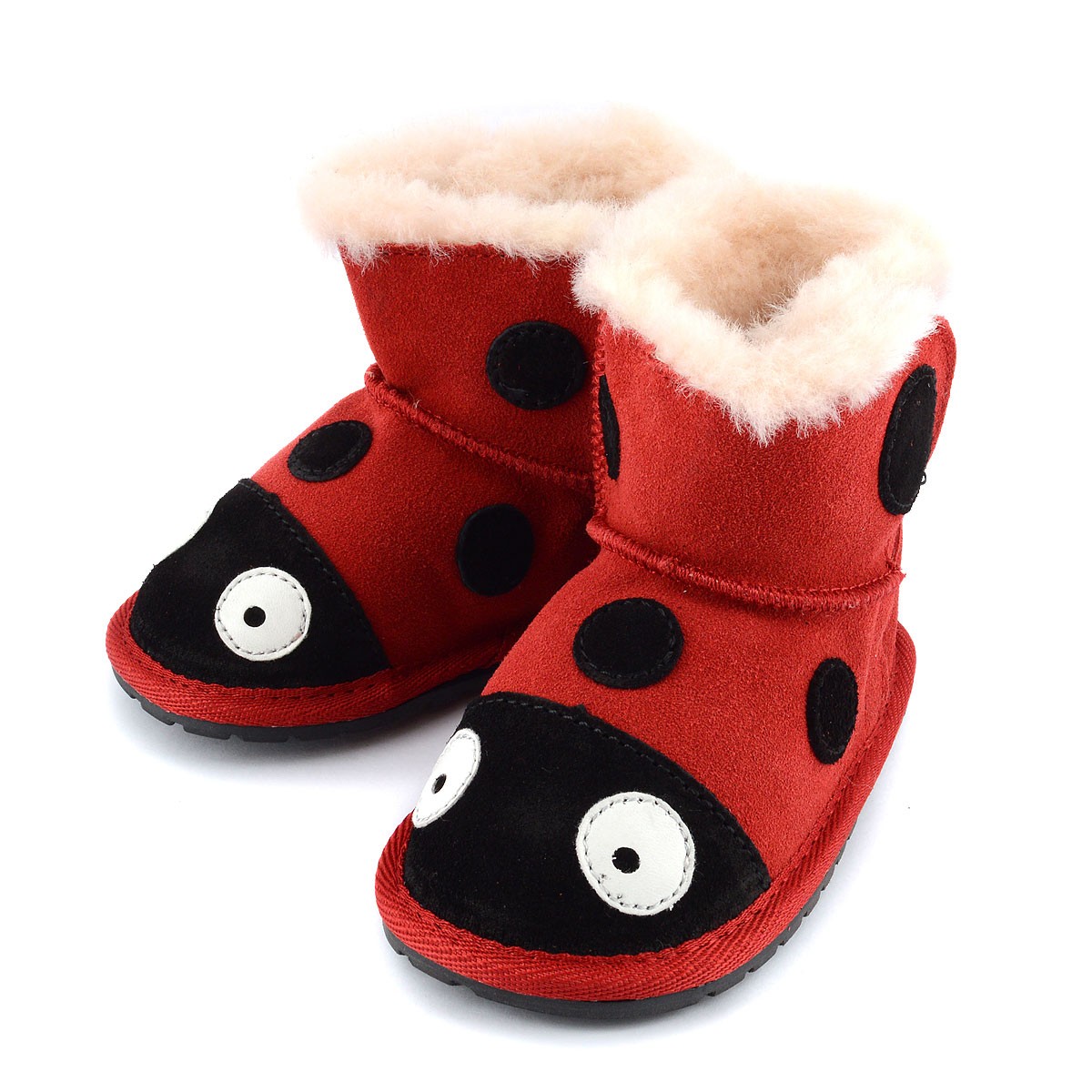 エミュー オーストラリア EMU B10317-RED ≪2015AWモデル≫ LC Walker Ladybird てんとう虫モチーフ ベビー用 ムートンブーツ
